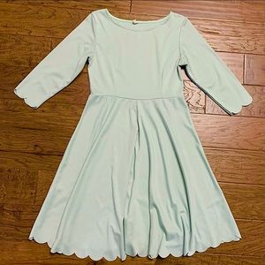 Sea foam scalloped 3/4 sleeve dress